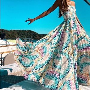 Rococo Sand Okimi multicolor halter maxi dress Size Small NWT